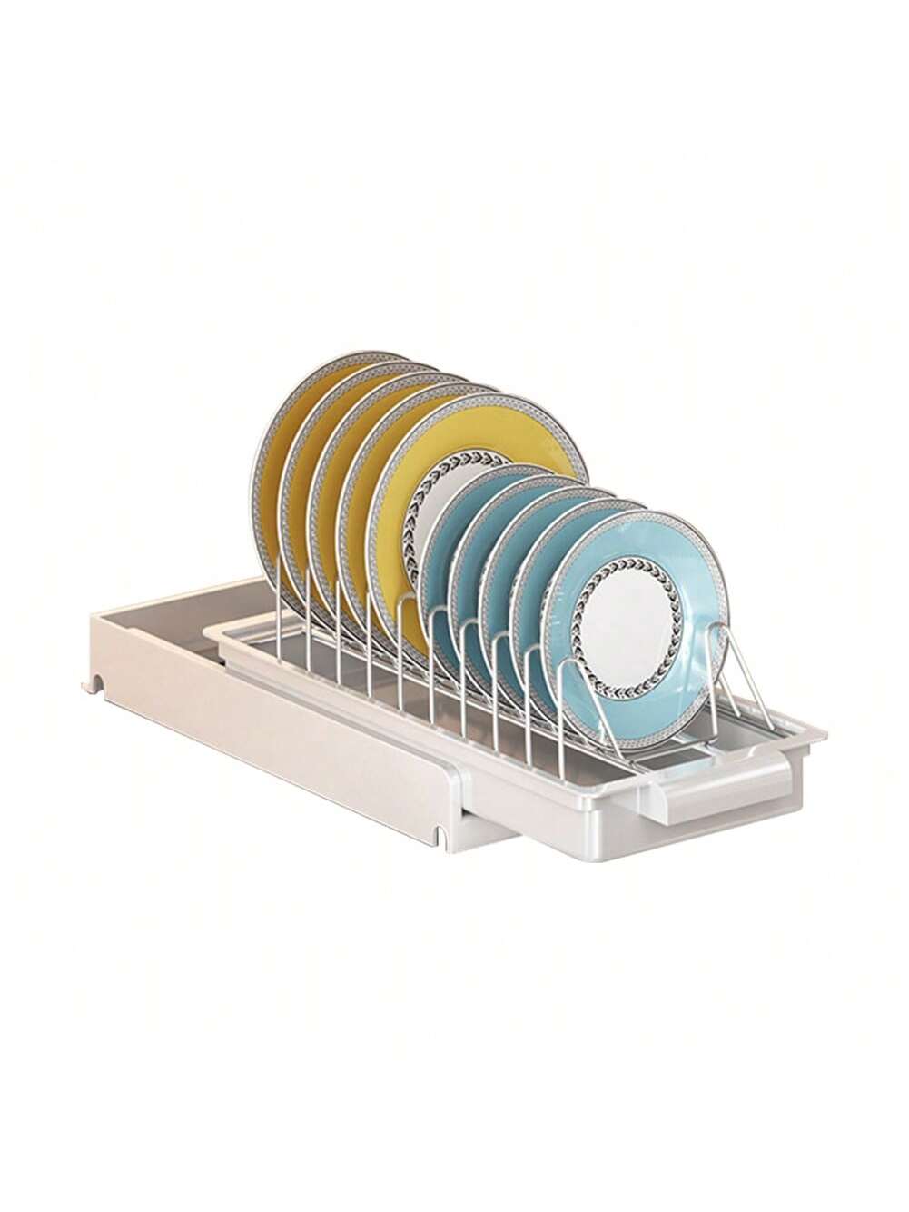 Front. GARVEE - Pull Out Dish Racks Kitchen Under Sink Organizer, Cabinet Slide Out Dish Drying Rack With Drainboard - White.