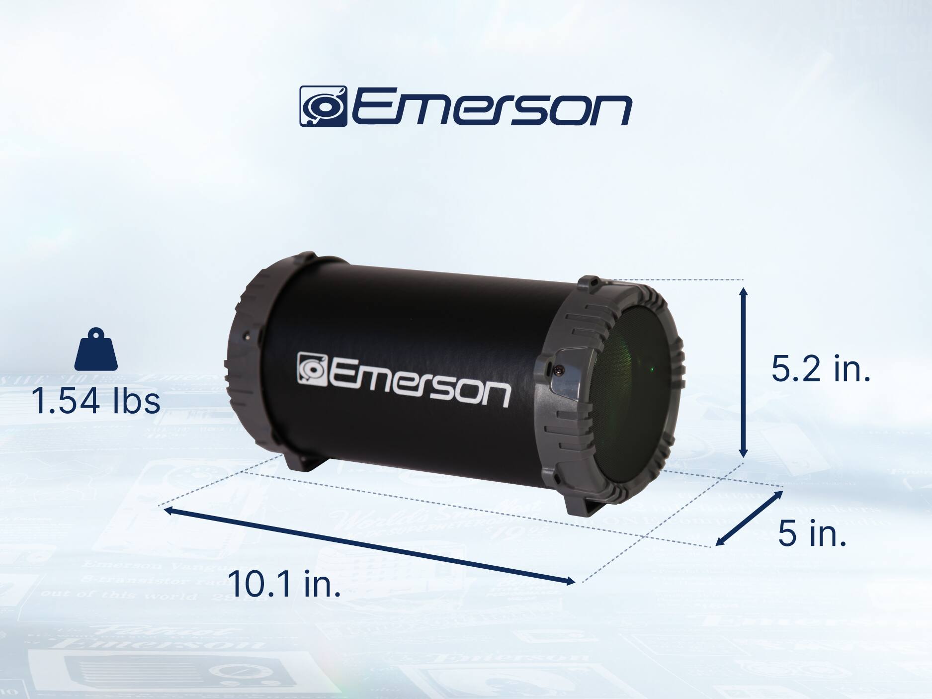 Emerson 1.54 lbs, Emerson 5.2 in., 10.1 in., 5 in.