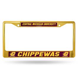 Rico Industries - Central Michigan Chippewas Gold Color Painted Chrome Metal License Plate Frame - Multi