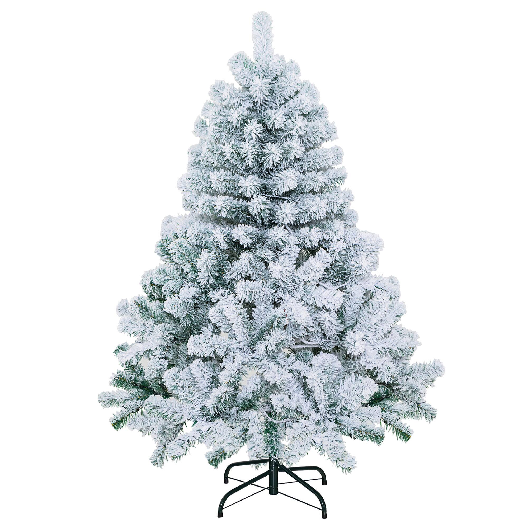 Alt View 9. Gymax - Gymax 4.5FT Pre-Lit Autoflocking Christmas Tree Flocked Tree w/ LED Lights - Green, White.
