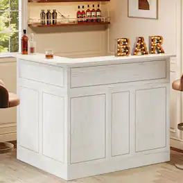Tribesigns - 51.2-Inch L-Shaped Home Bar Cabinet with 3-Tier Storage Shelves and Stemware Racks for Kitchen or Home Bar - White