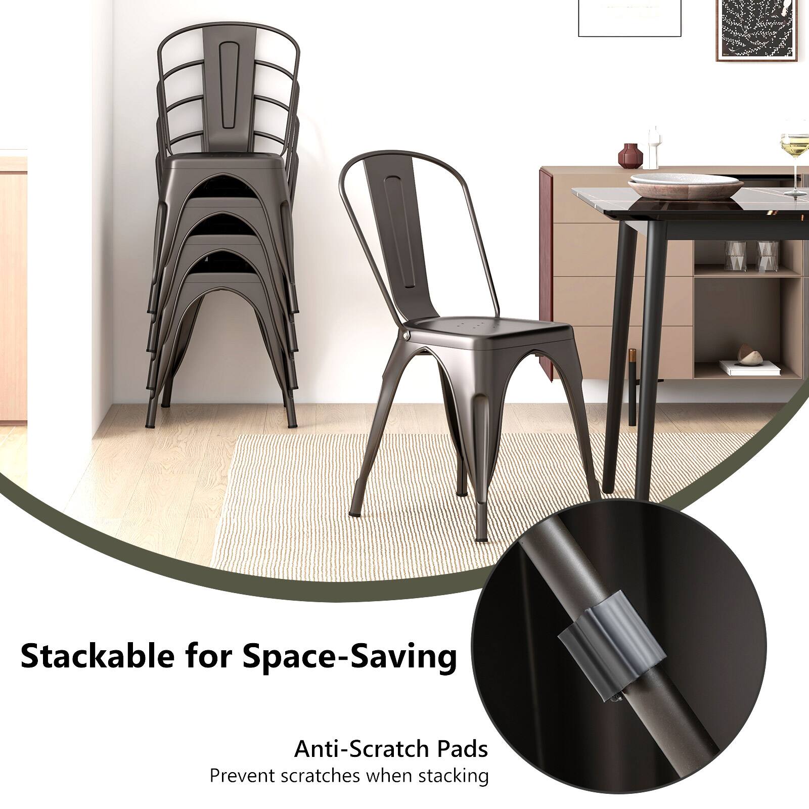 Stackable for Space-Saving

Anti-Scratch Pads
Prevent scratches when stacking
