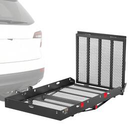 VEVOR - Hitch Mount Wheelchair Carrier Height Adjustable, 500LBS Steel Mobility Scooter Carrier Cargo Basket with Double-Folding - Black