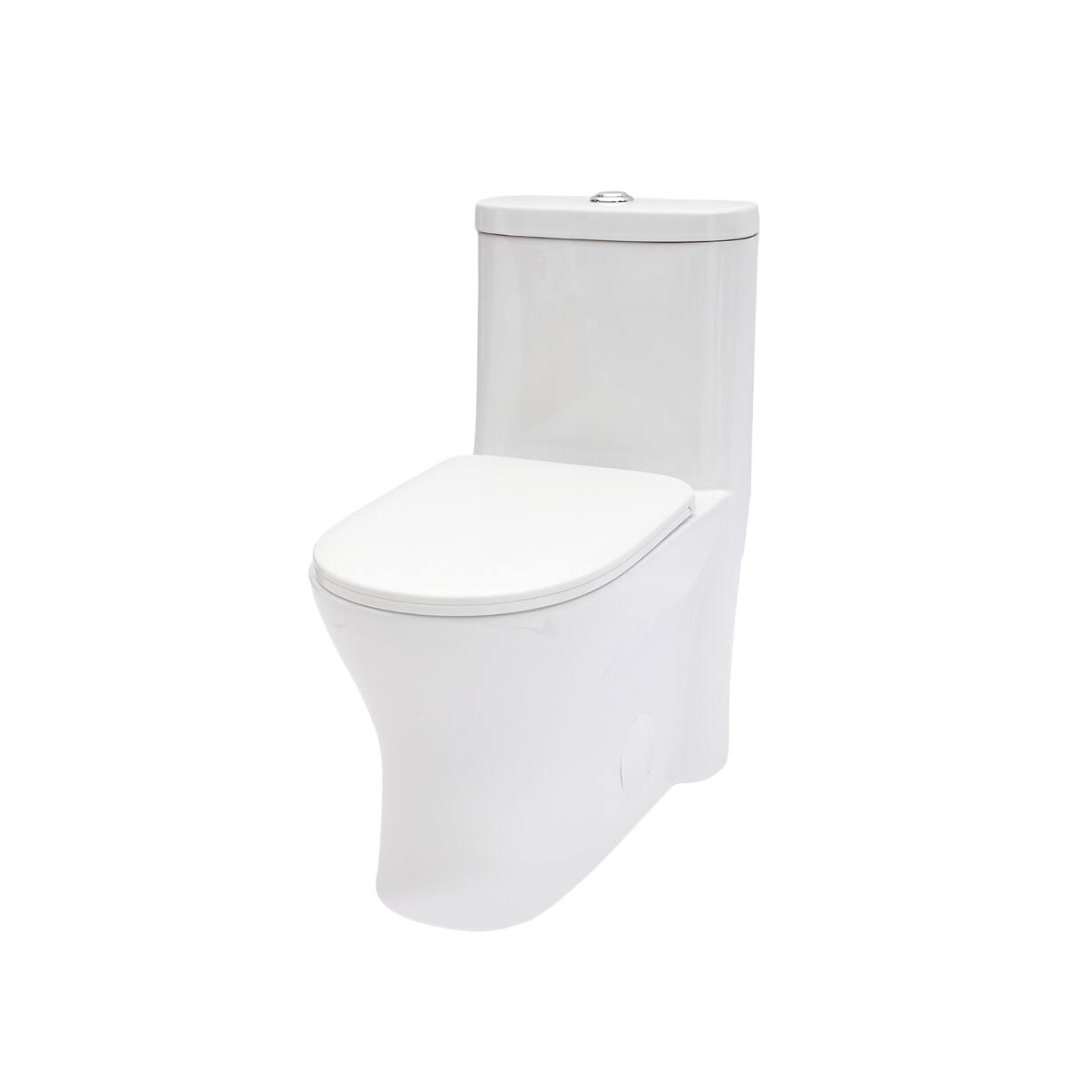 Front. Loheer - Loheer One Piece Toilet, White Ceramic Bathroom Toilet, Twelve Inch Rough In Dual Flush - White.