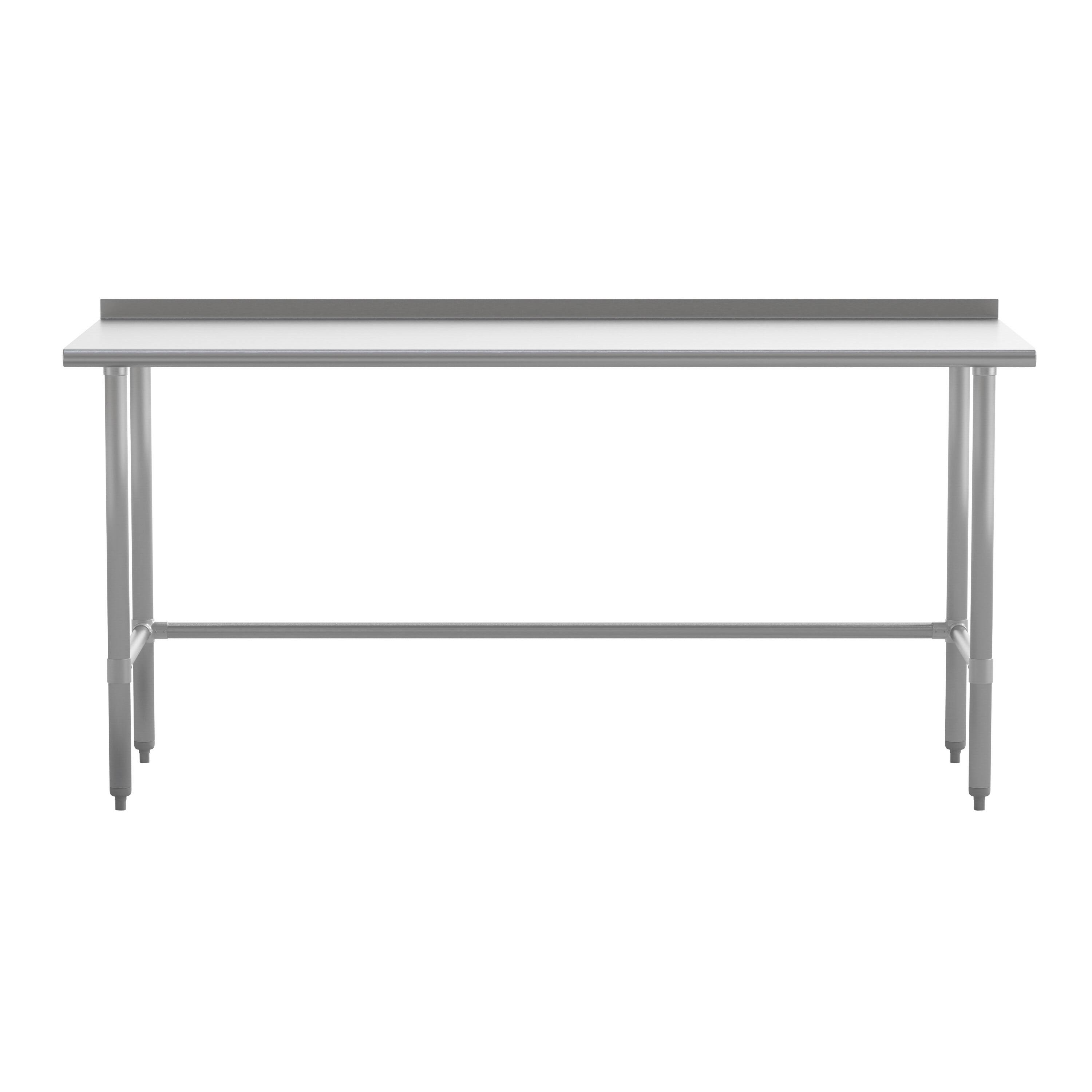 Angle. Flash Furniture - Reese Commercial Grade 430 Stainless Steel 18 Gauge NSF Certified Open Base Kitchen Prep and Work Table with 1.5" Backsp - Gray.