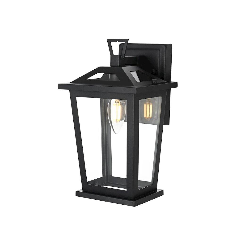 Angle. Elegant Lighting - Berks 7 inch Outdoor Pendant in Black - Black.