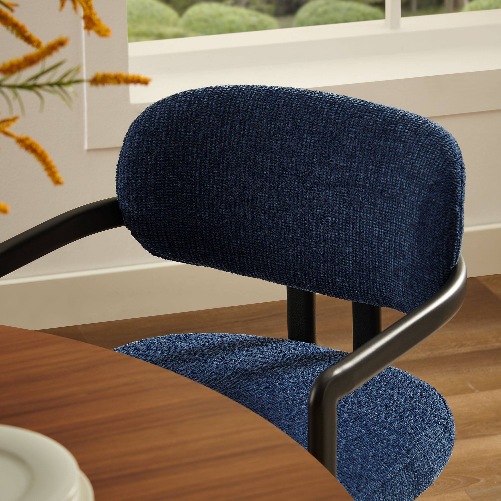 Alt View 6. Modway - Elio Barrel Fabric and Metal Dining Chair by Modway - Blue.