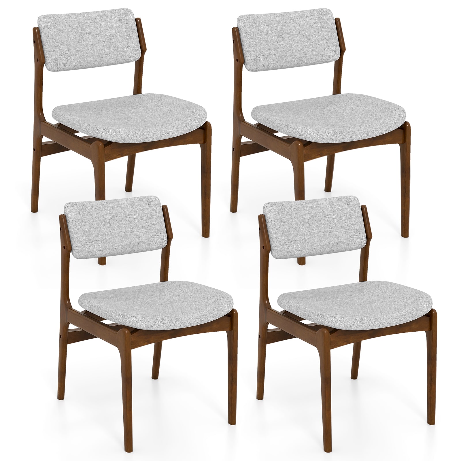 Gymax - Modern Padded Dining Chairs Set of 4 w/Padded Seat Tilt Backrest for Dining Room - Gray