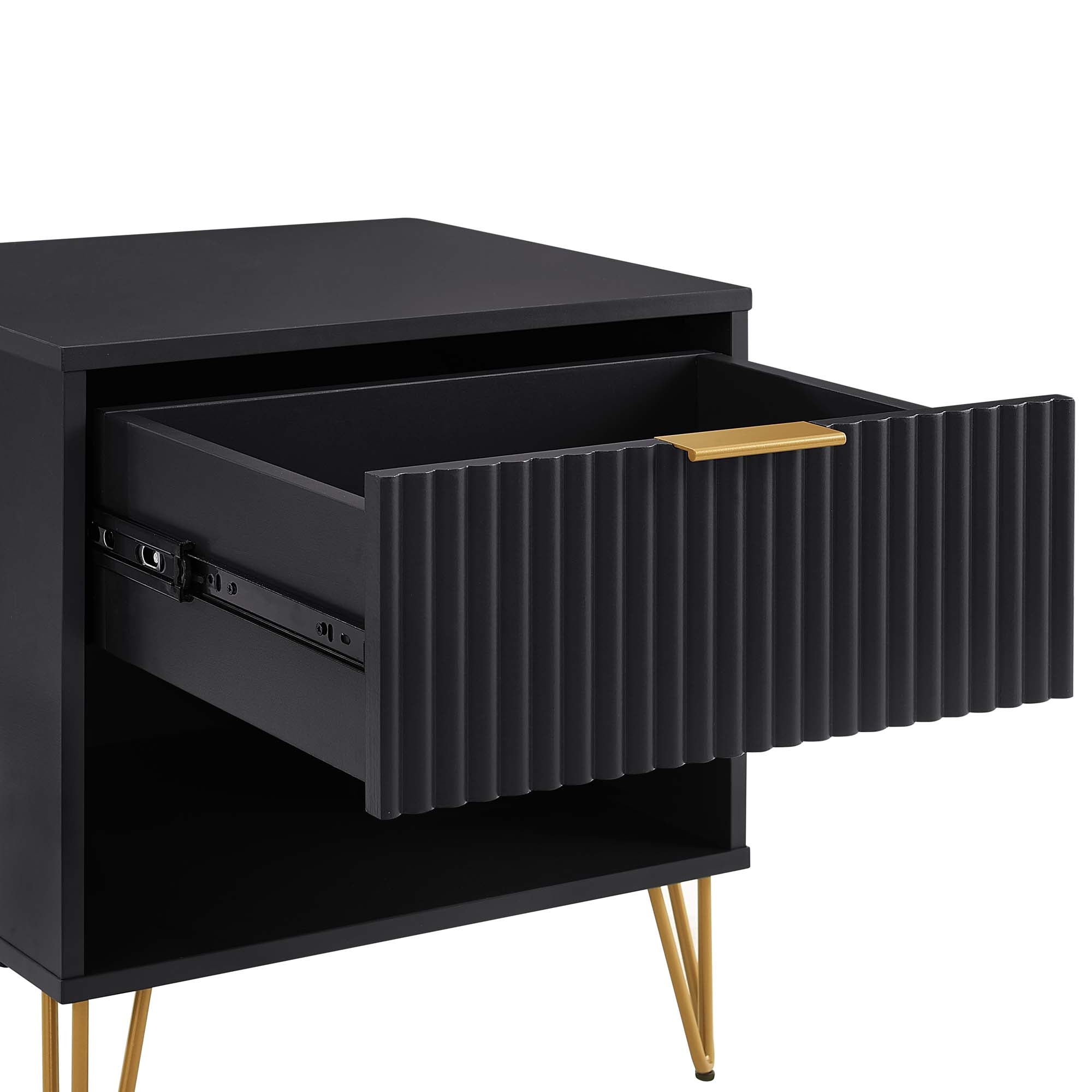 Alt View 1. Manhattan Comfort - Dumbo Modern 20" Fluted Nightstand - Black.
