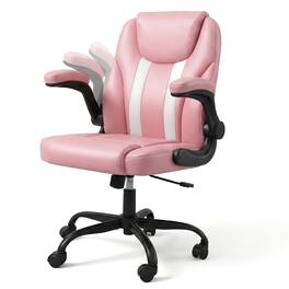 Pinmoco - Ergonomic PU Leather Office Chair, High Back Executive Computer Desk Chair - Pink