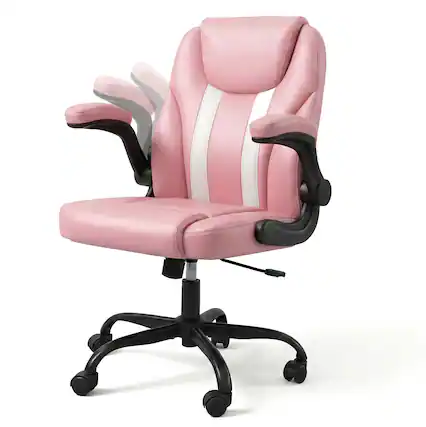 Front. Pinmoco - Ergonomic PU Leather Office Chair, High Back Executive Computer Desk Chair - Pink.