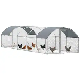PULUZ - Large Metal Chicken Coop with Waterproof and Anti-UV Cover for Yard, Outdoor, Duck, Rabbit
