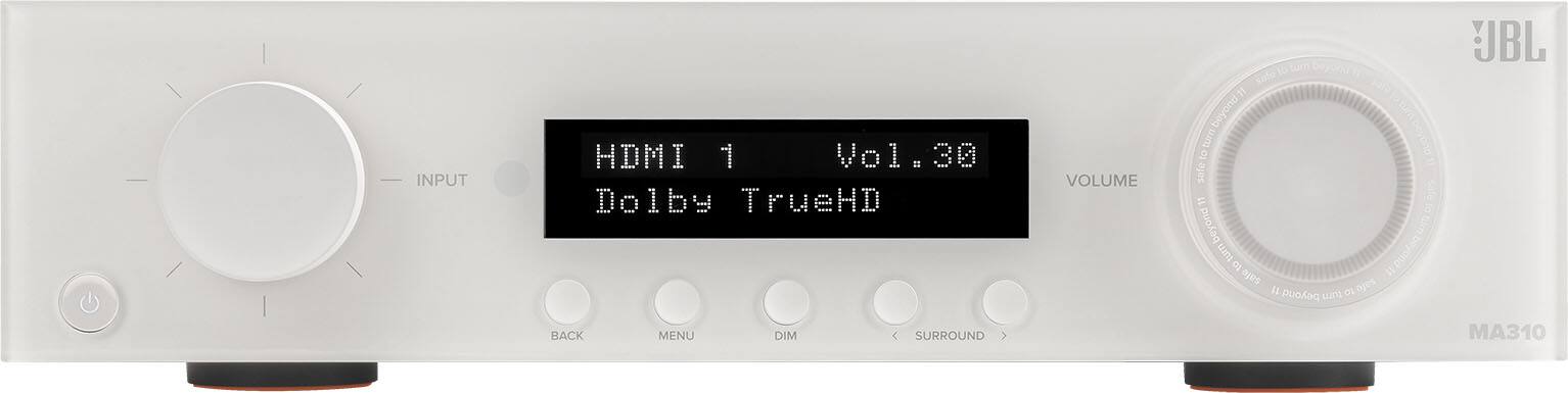 The text on the image reads: "INPUT HDMI 1 VOLUME 30 Dolby TrueHD".