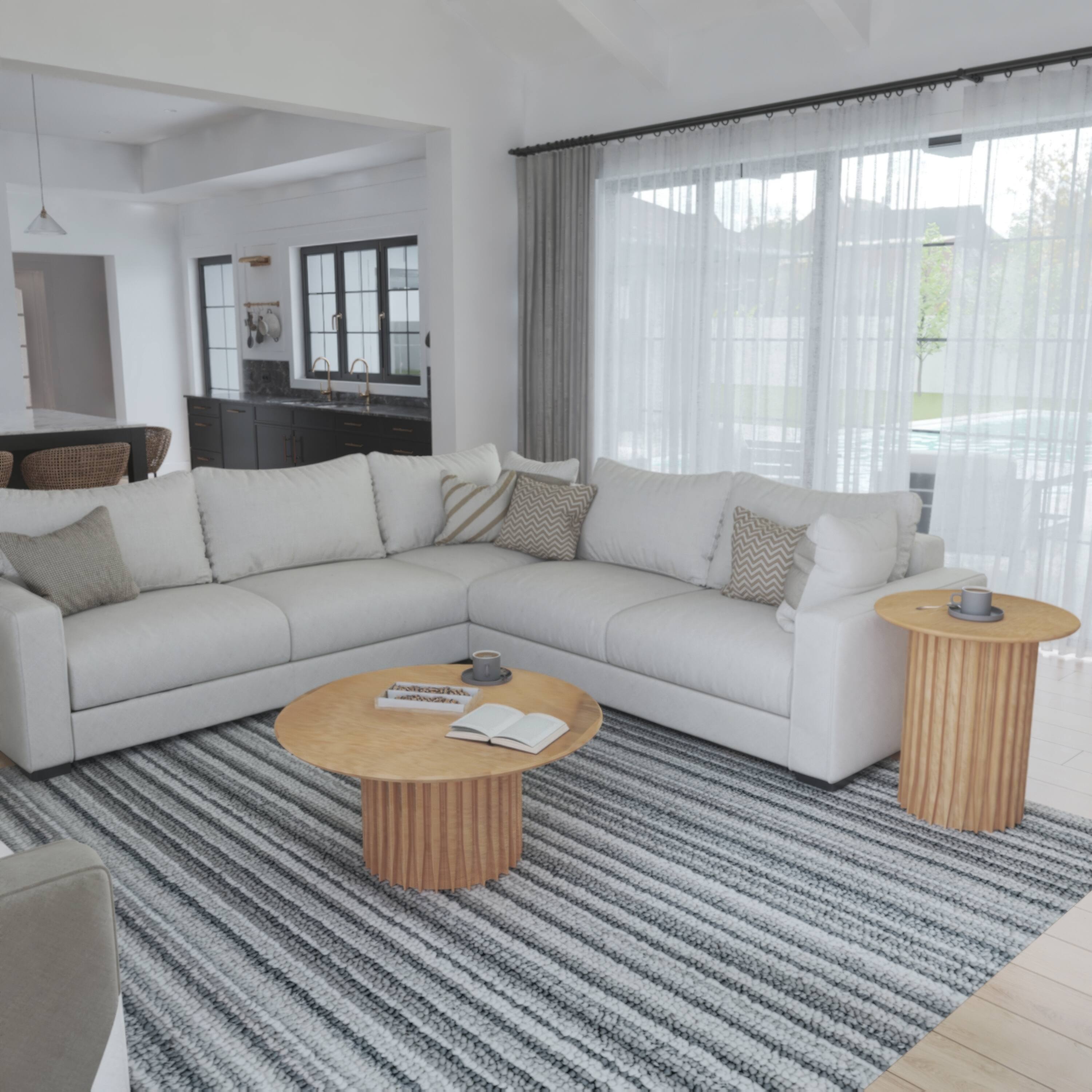 Alt View 9. Manhattan Lane - Sejo Side End Table, 20 Inch Round Top with Fluted Base in Natural Brown Mango Wood - Brown.