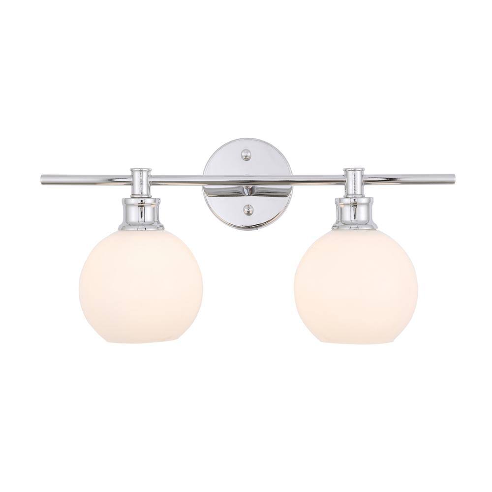 Alt View 2. Living District - Collier 2 light Chrome and Frosted white glass Wall sconce - Chrome And Frosted White Glass.