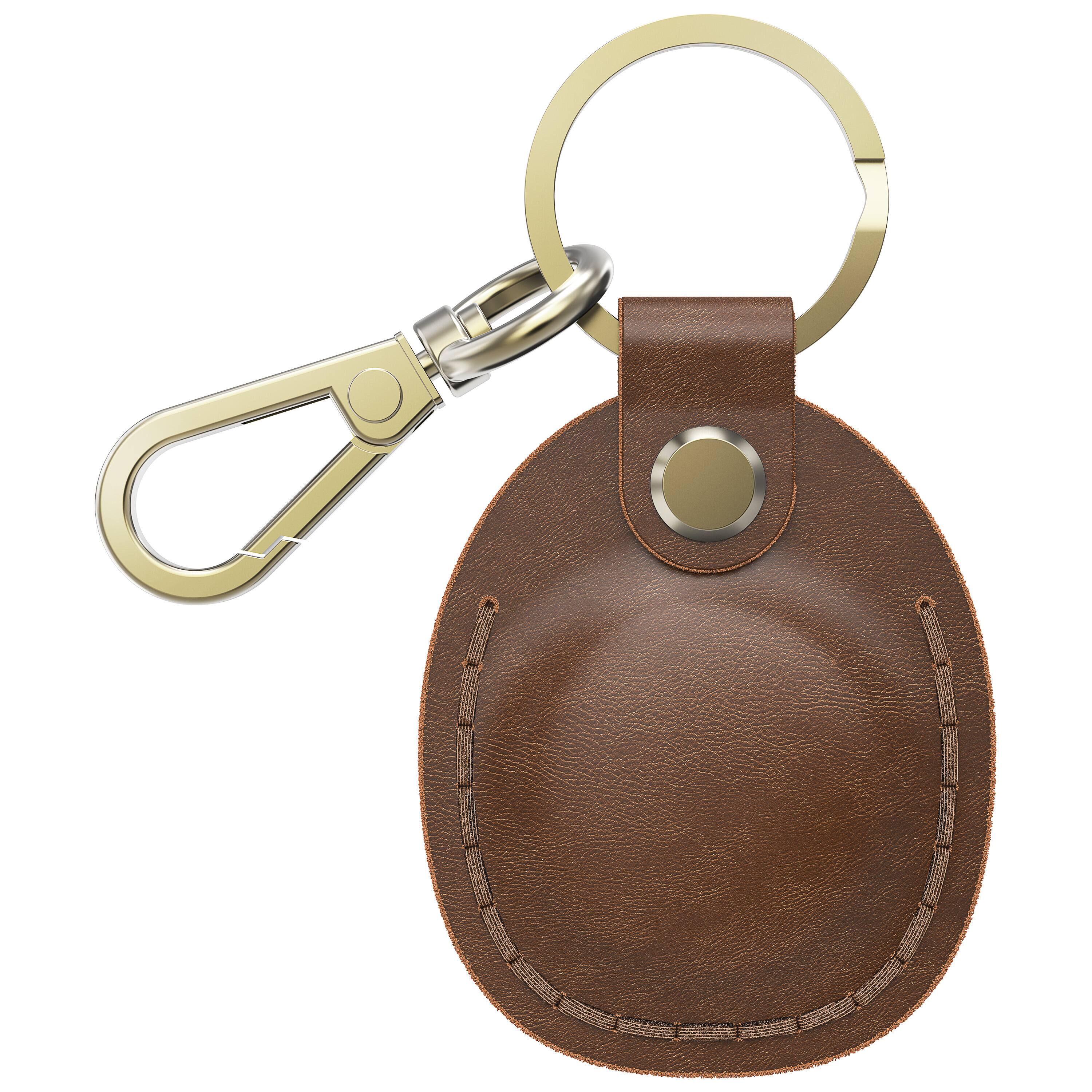Back. Vena - For Apple AirTag Holder, AirTag Keychain Genuine Leather, AirTag Case Cover For Pet Dog Cat Collar Luggage, Brown - Brown.