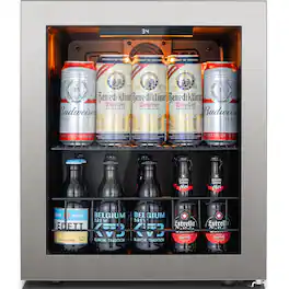Ca'Lefort - Beverage Refrigerator Cooler, 62 Can Mini Freestanding Beverage Fridge 3color LED with Glass Door for Home/Bar - Silver