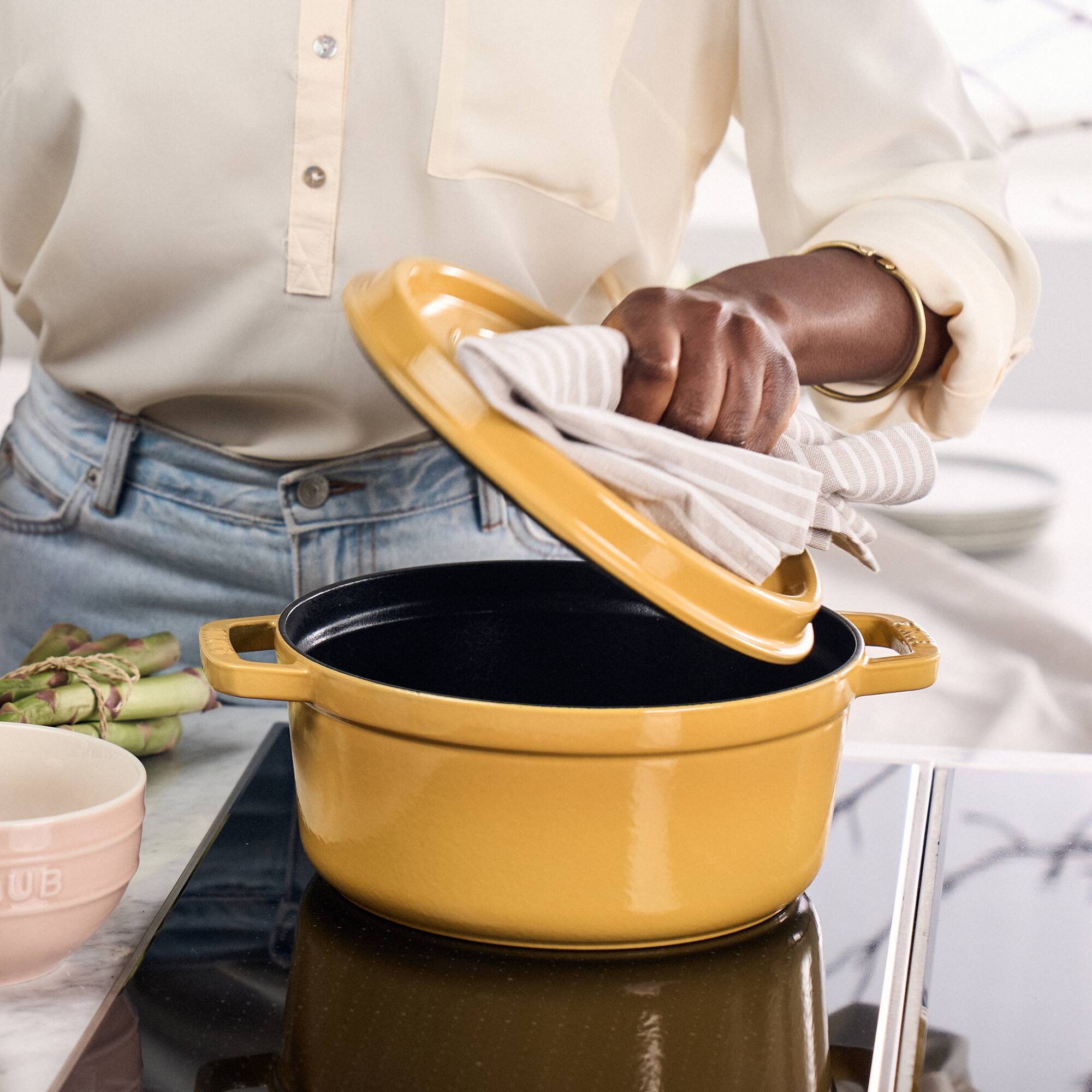 Staub Cast Iron Round Cocotte, Dutch Oven, 7 quart, serves 7 8