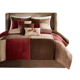 Gracie Mills - Florentino 7-Piece Microsuede Comforter Set - Red