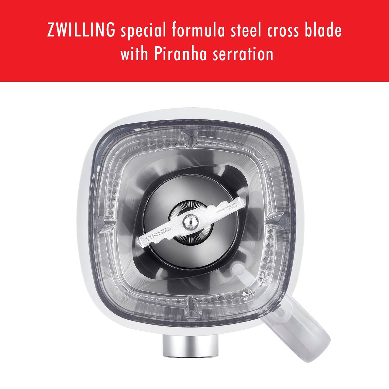 ZWILLING special formula steel cross blade with Piranha serration