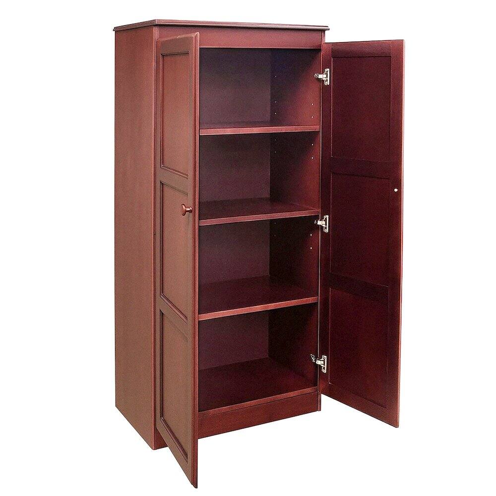 Back. Concepts in Wood - Multi use Storage Cabinet 4 Shelves Cherry Finish - Red.