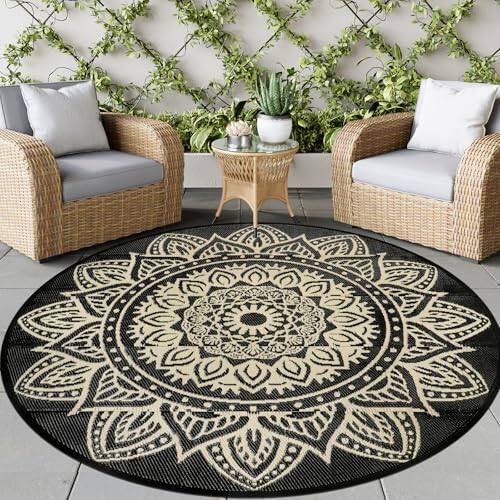 Reds Spade Round Outdoor Rugs For Patios 5 Ft Rug Waterproof Patio ...