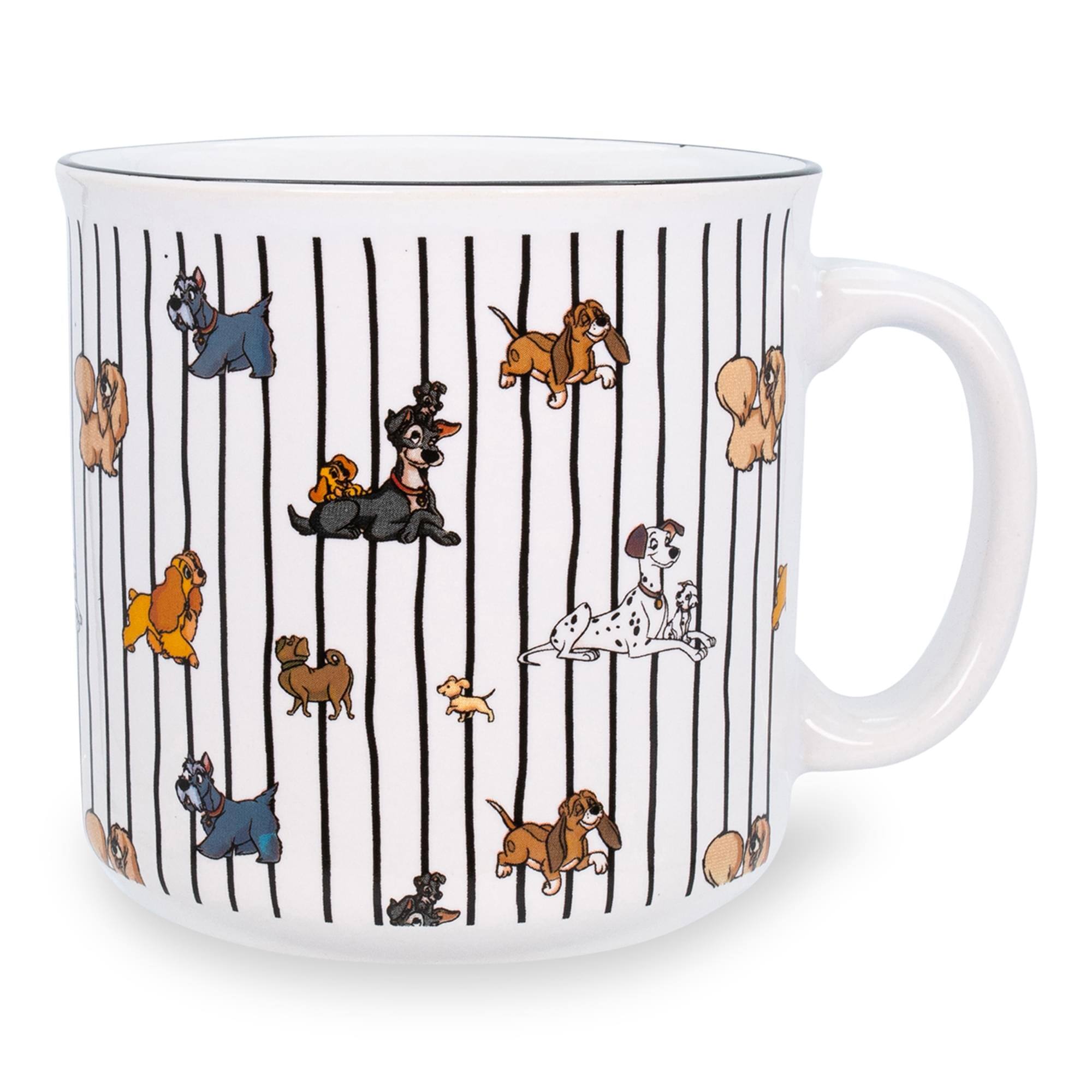 Front. Silver Buffalo - Disney Dogs Ceramic Camper Mug | Holds 20 Ounces - White.
