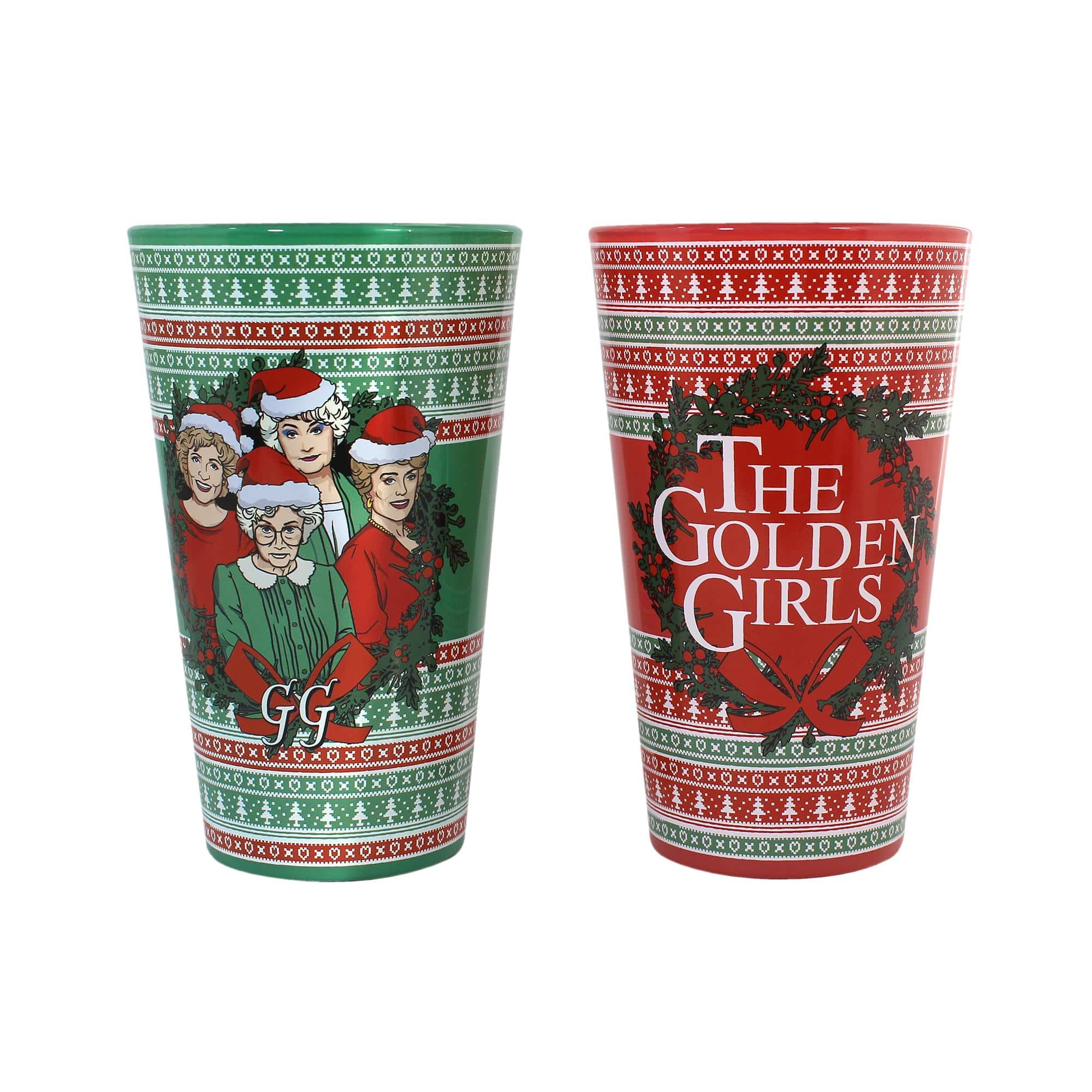 Just Funky - The Golden Girls Holiday 16oz Pint Glasses | Set of 2 - Clear