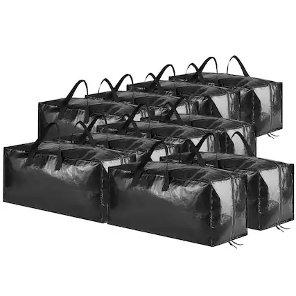 Front. Tooloton - 10 Pack Large Moving Bags with Straps, College Dorm Packing Supplies, Black - Black.