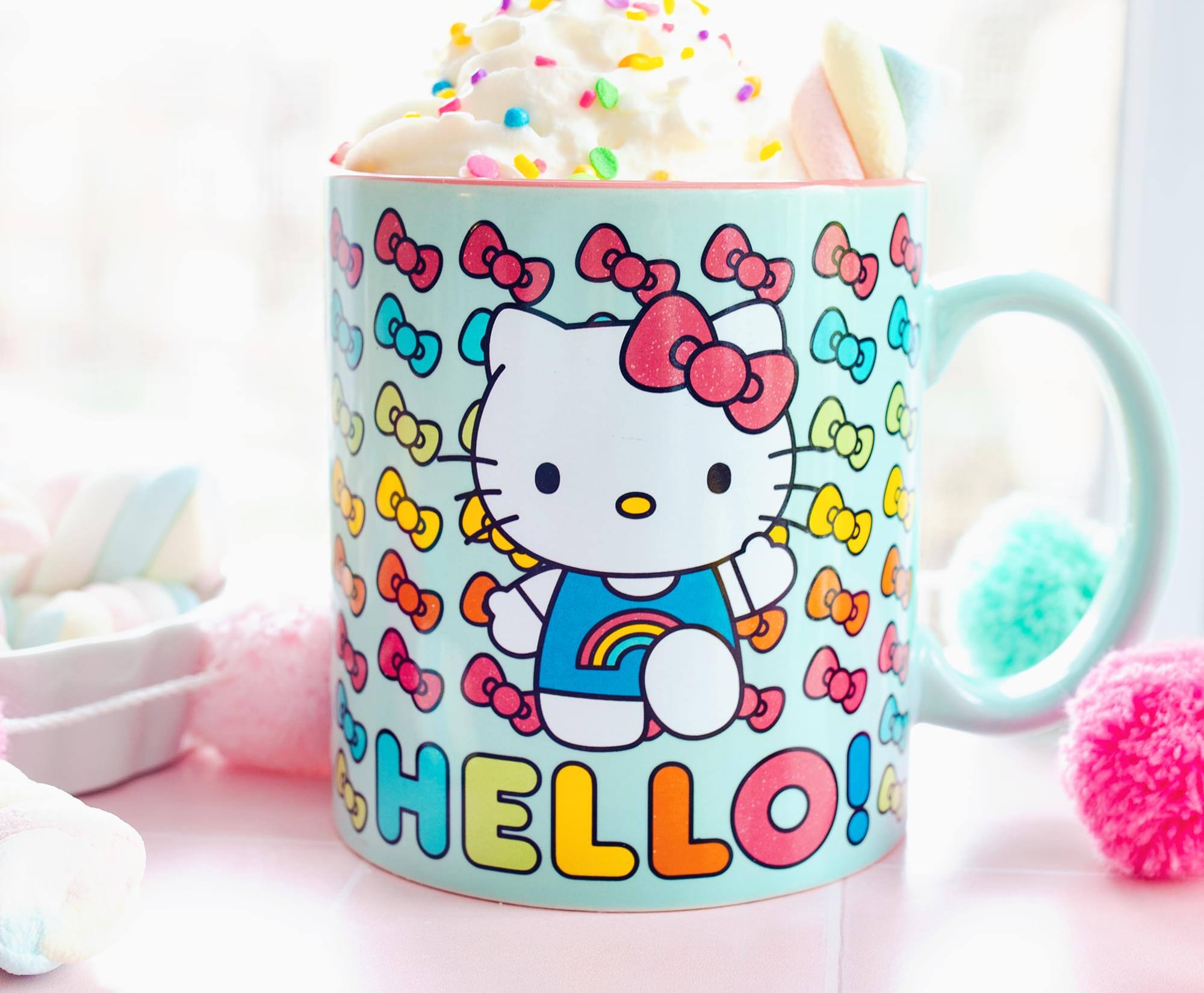 Alt View 5. Silver Buffalo - Sanrio Hello Kitty Hello Rainbows Ceramic Mug | Holds 20 Ounces - Pink.