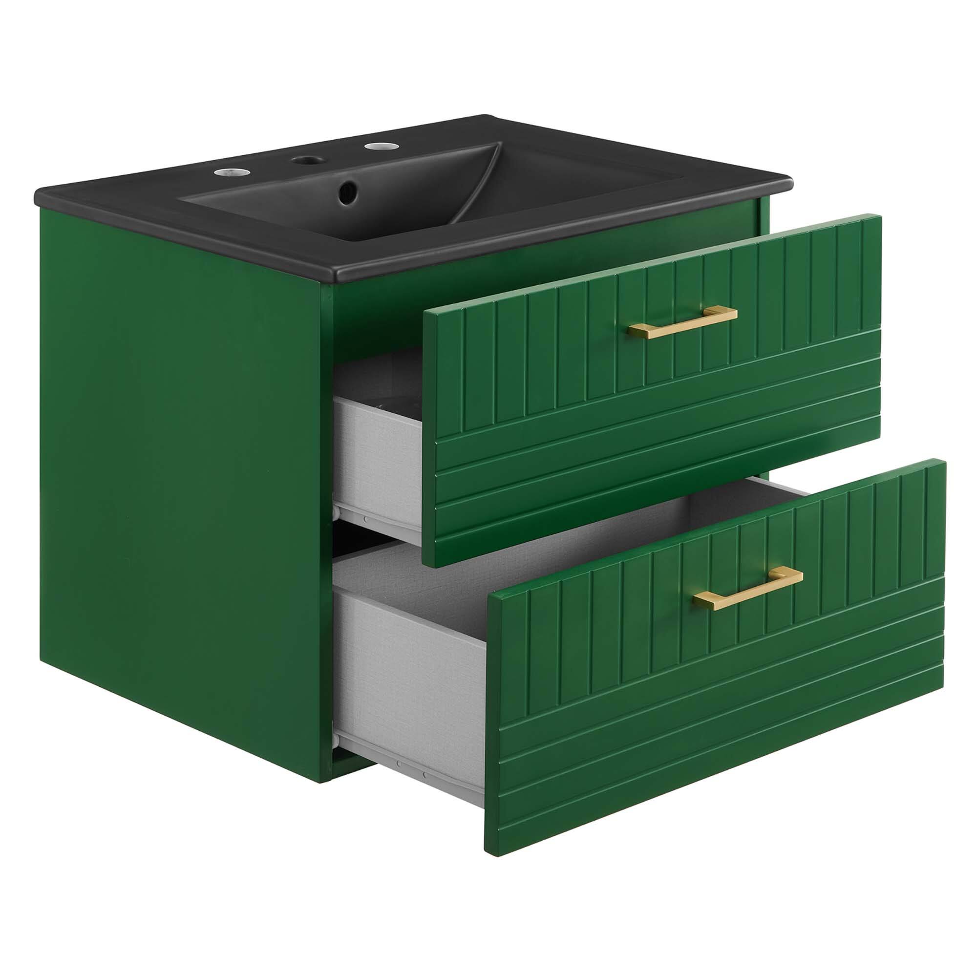 Alt View 1. Modway - Daybreak Wall-Mount Bathroom Vanity Basin Included by Modway - Green Black.