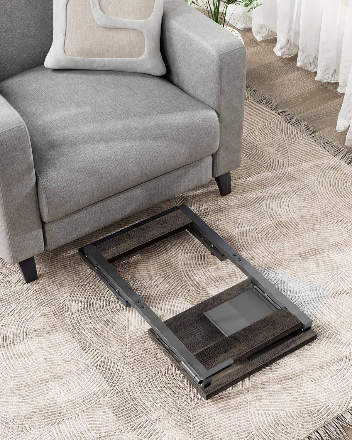 Alt View 4. Fabibe - Tv Tray Table For Dinner Foldable Laptop With Mouse Work C Shaped End Couch Sofa Side Desk Living Room - Brown 1.