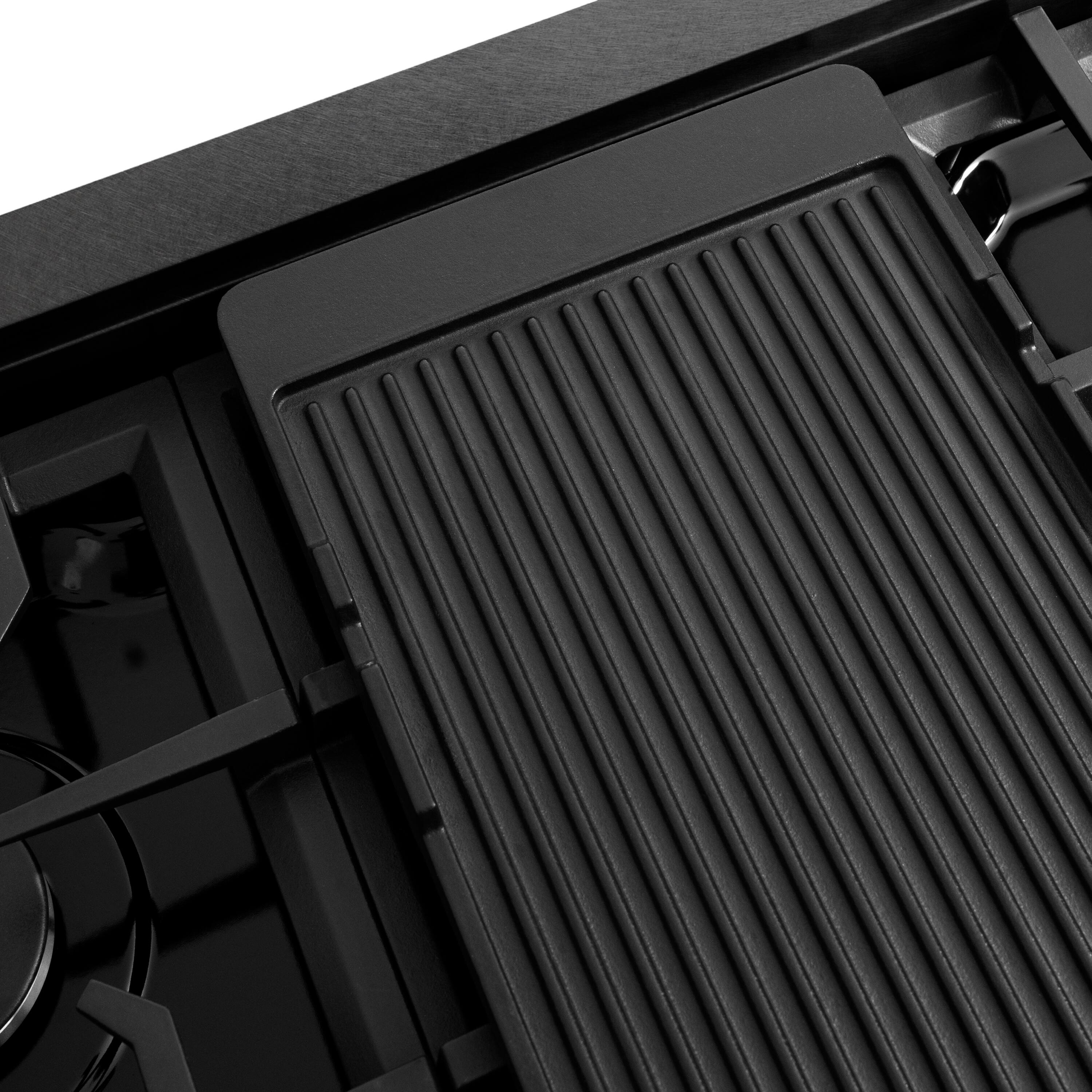 Left. ZLINE - ZLINE 48 in. Paramount Gas Rangetop with 8 Burners and Porcelain Cooktop in Black Satin Steel (SRTBS-48) - Black Satin Stainless Steel.