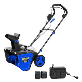 Babevy - 20" Cordless Snow Blower, 40V Brushless Electric Self-Propelled Snow Thrower w/ 2x Batteries, LED Lights, 180° Chute - Blue