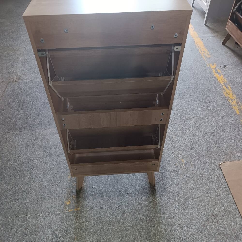 Alt View 2. Loheer - Loheer 23.6-Inch Oak Slim Flip-Top Shoe Cabinet Mid-Century Modern - Oak.