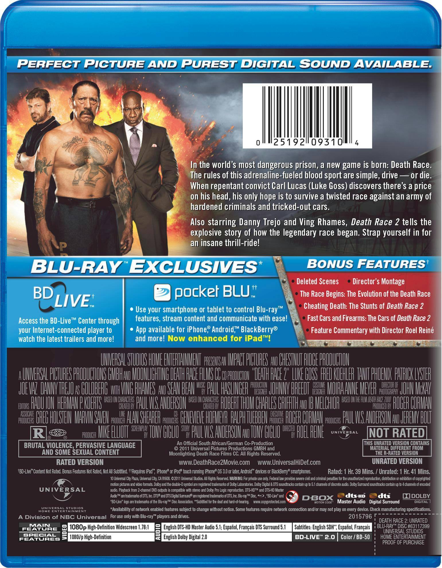 Angle. Death Race 2 (Unrated Edition) [Blu-ray].