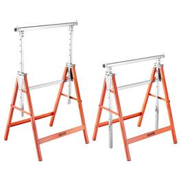 VEVOR - Saw Horses, 2 Pack Folding Work Horses, 440 lbs Load Capacity Sawhorse with Heavy Duty Legs, Adjustable Height Saw Horse - Orange