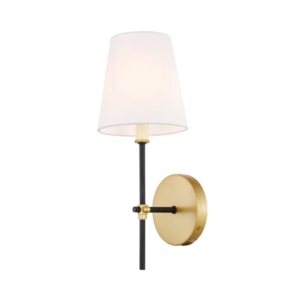 Alt View 4. Living District - Mel 1 light Brass and Black and White shade wall sconce - Brass And Black And White Shade.