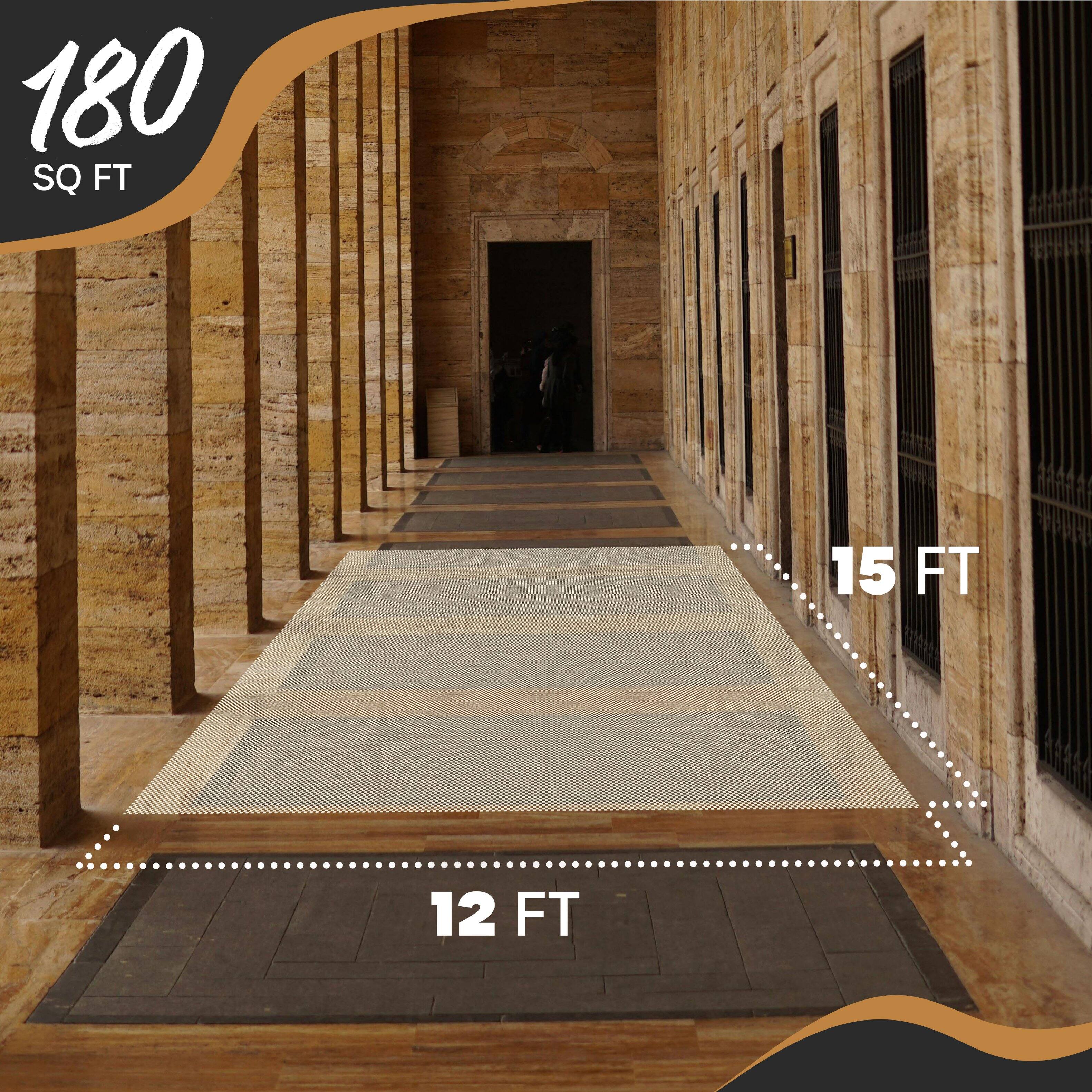 Back. Nevlers - 12 ft x 15 ft White Non Slip Rug Gripper Pad for Hard Surface Flooring - White.