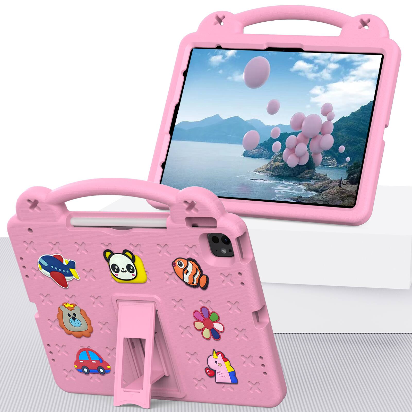 Alt View 1. Dteck - For iPad Air 13'' (M4)2026/(M3)2025/ (M2)2024 & iPad Pro 13'' (M5) 2025/(M4) 2024 Handle Grip Kickstand Shockproof Case - Pink.