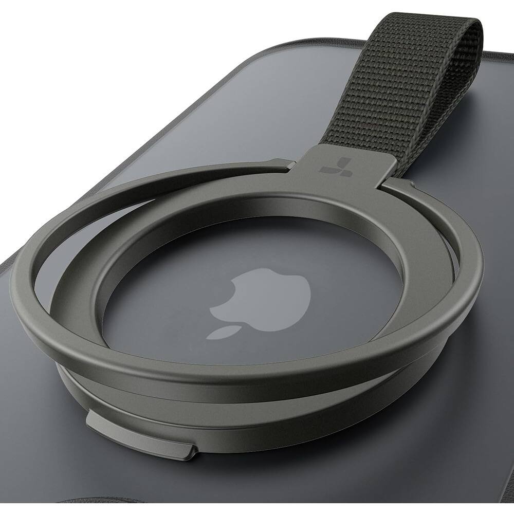 Front. PARKER SLATER - 2025 Magnetic Phone Grip Kickstand with Braided Strap for MagSafe – Bronze Black - Black.