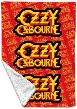 PopMarket - Ozzy Osbourne - Rocksax - Ozzy Osbourne - Logo Red - Sherpa Fleece Throw (50 in x 60 in) - Multicolor