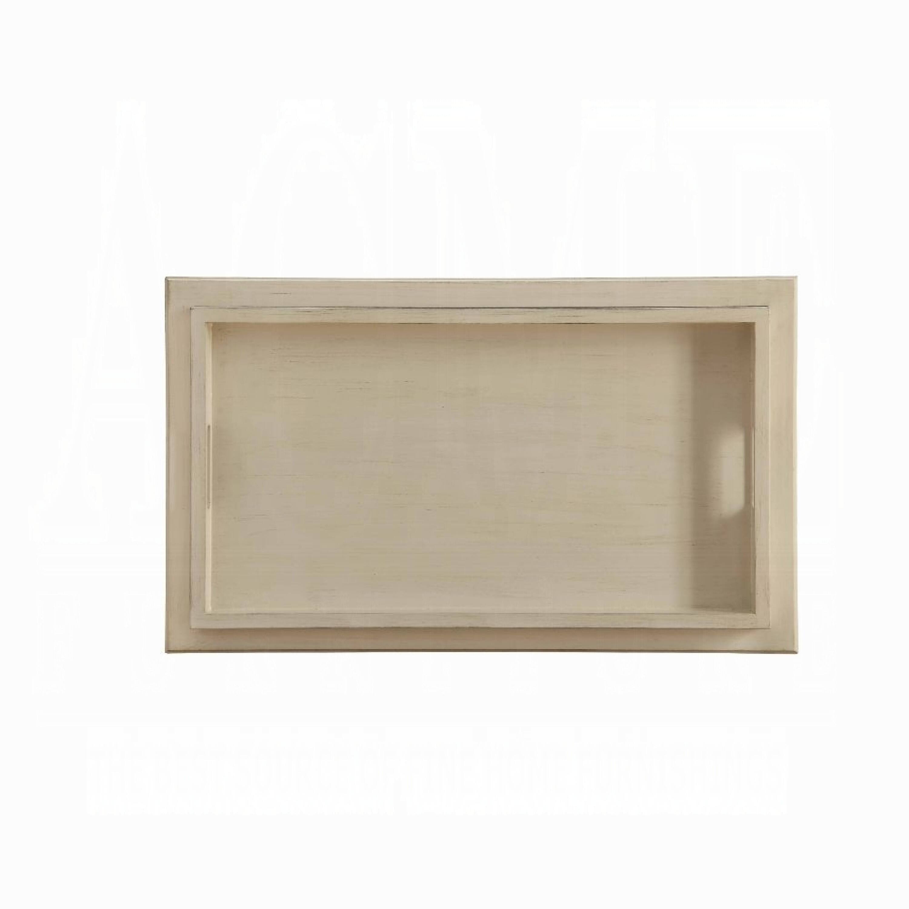 Alt View 3. Manhattan Lane - Wooden Serving Tray Table - Antique White.