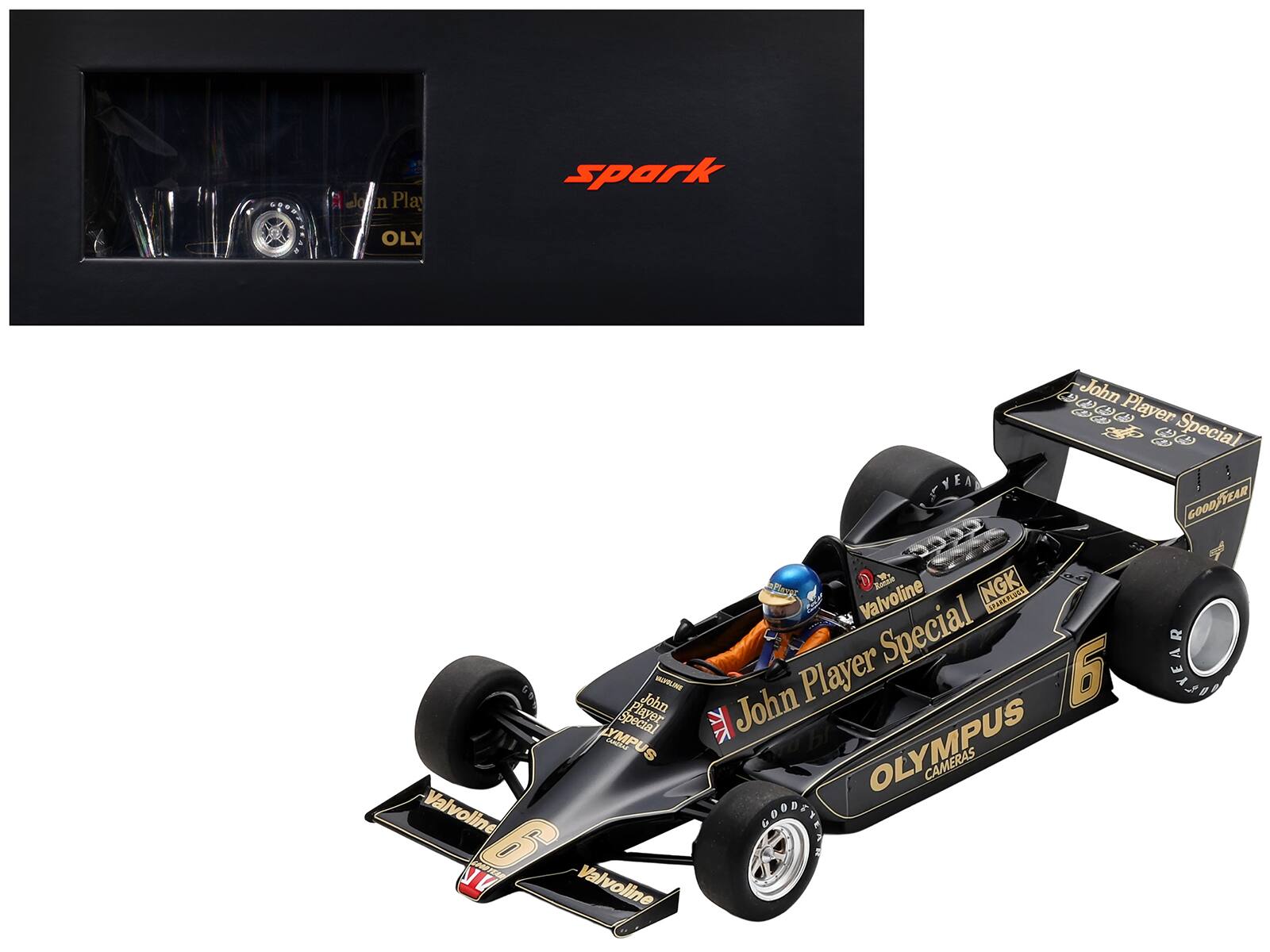 Spark - Lotus 79 #6 Ronnie Peterson "John Player Team Lotus" Winner Formula One F1 "Austrian GP 1978" Acrylic Case 1/18 - Multicolor
