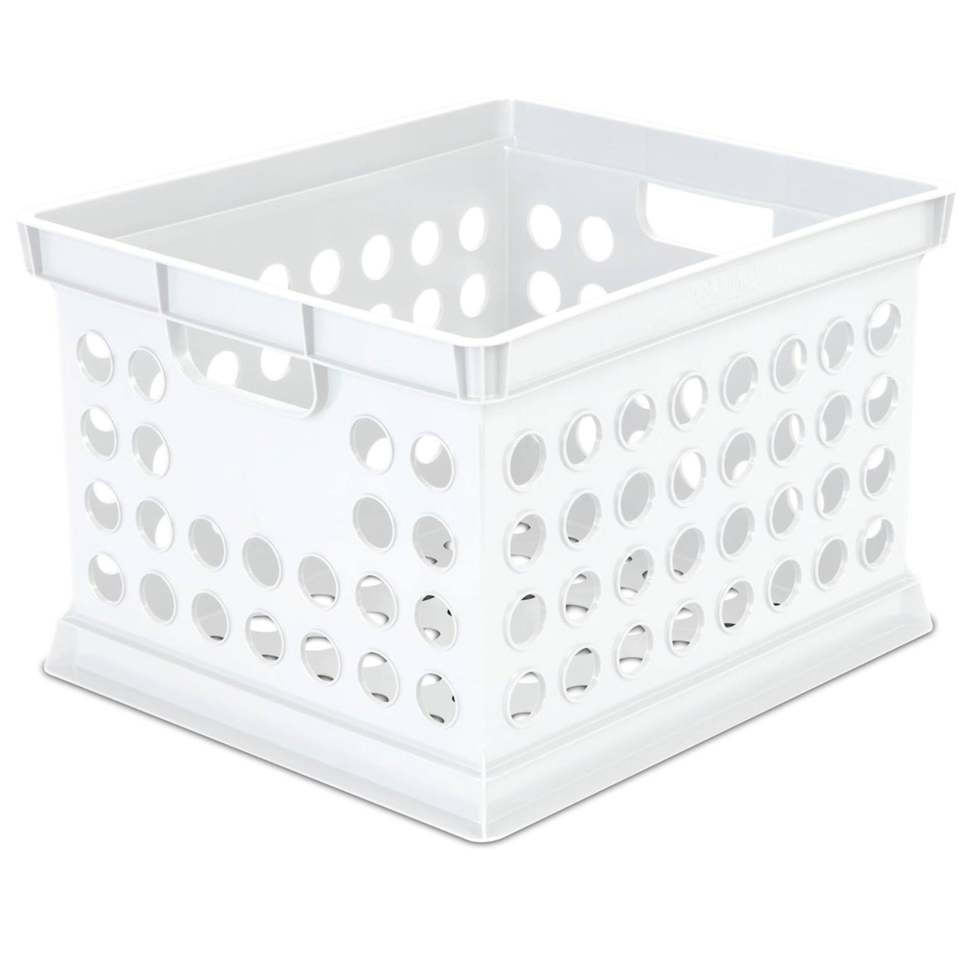 Alt View 4. Sterilite - Sterilite Stackable Plastic Storage Open Crate Bin Organizer Box, White, 18-Pack - White.
