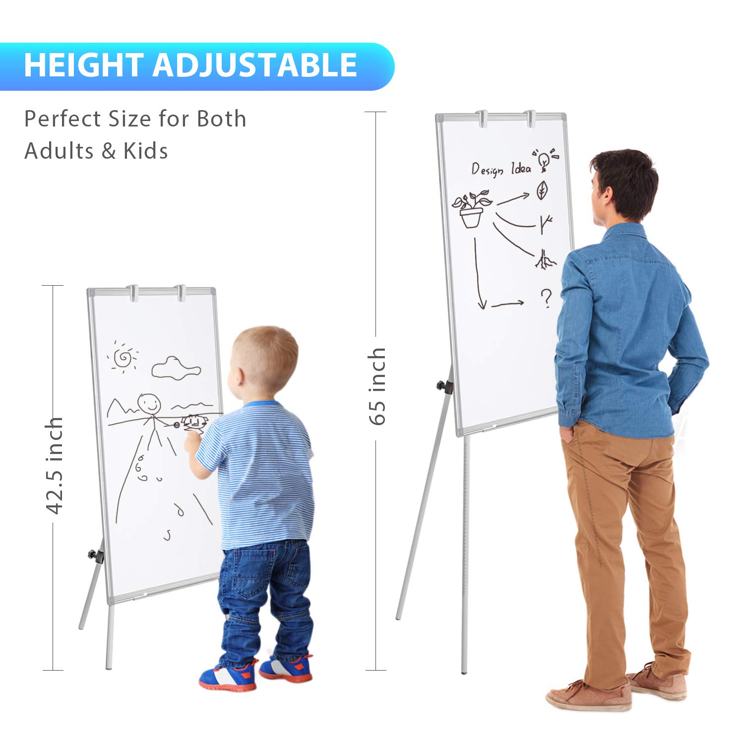 HEIGHT ADJUSTABLE  
Perfect Size for Both Adults & Kids  

42.5 inch  
65 inch