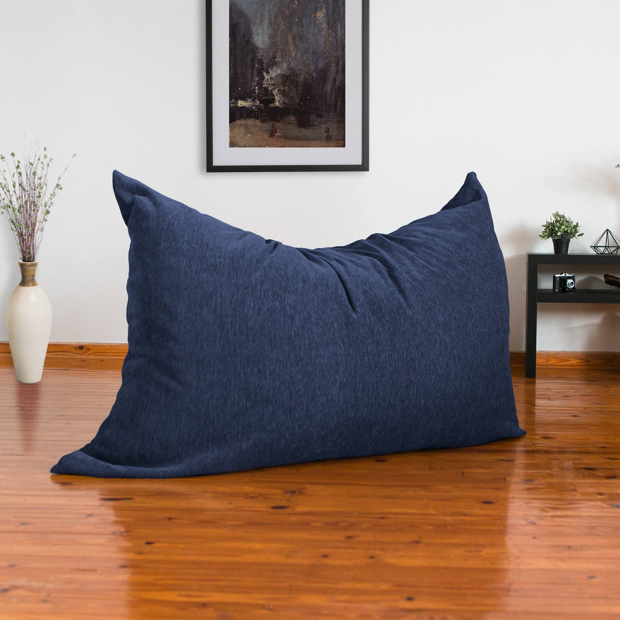 Alt View 1. Jaxx - Jaxx Bean Bags Jaxx 5.5 ft Pillow Saxx Bean Bag, Navy Blue - Premium Chenille - Navy.
