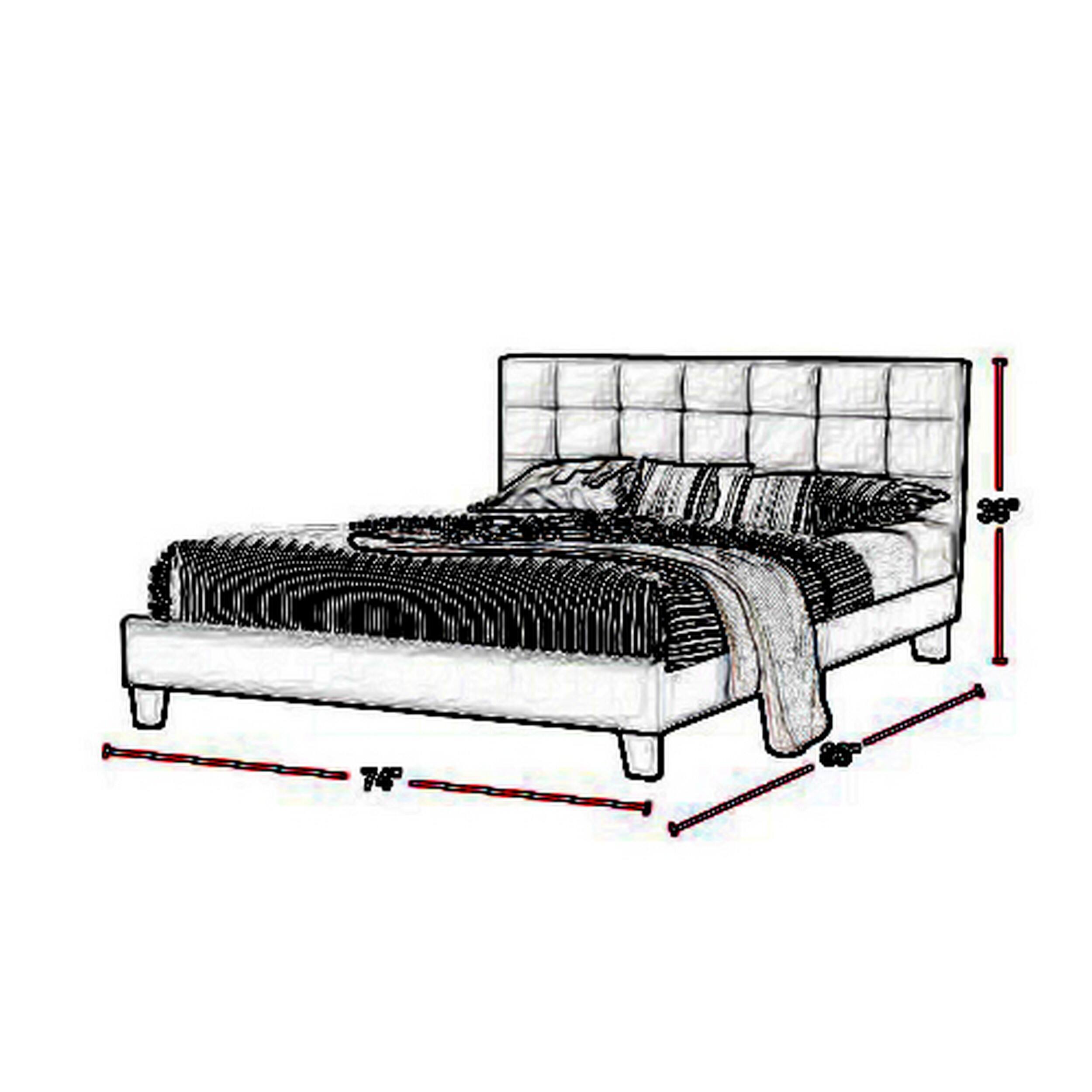 Alt View 4. Manhattan Lane - Dex Modern Platform California King Bed, Tufted Upholstery - Light Gray.
