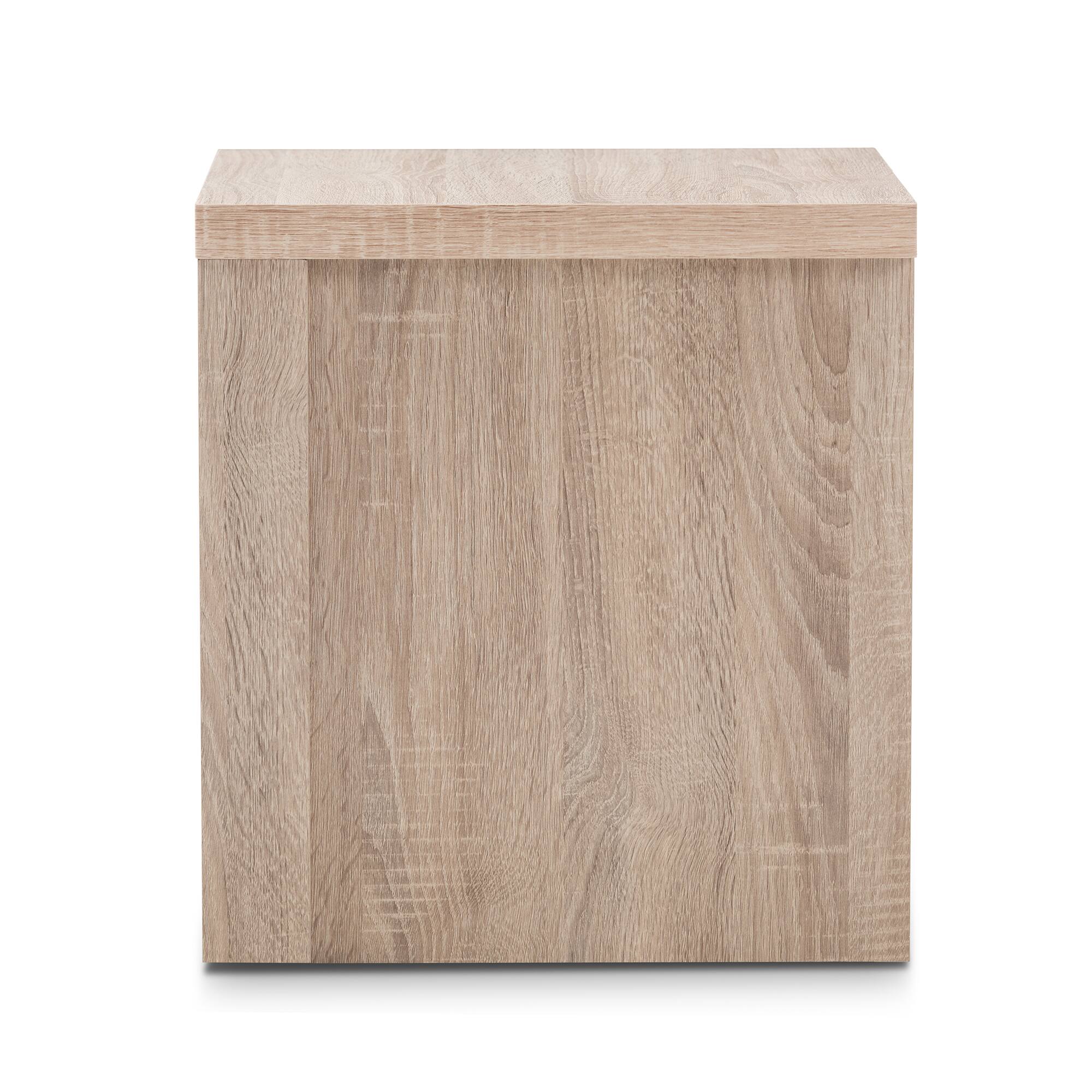 Back. Baxton Studio - Jamie Modern and Contemporary Two-Tone Wood 1-Drawer 1-Shelf Nightstand - Light Brown/Gray.