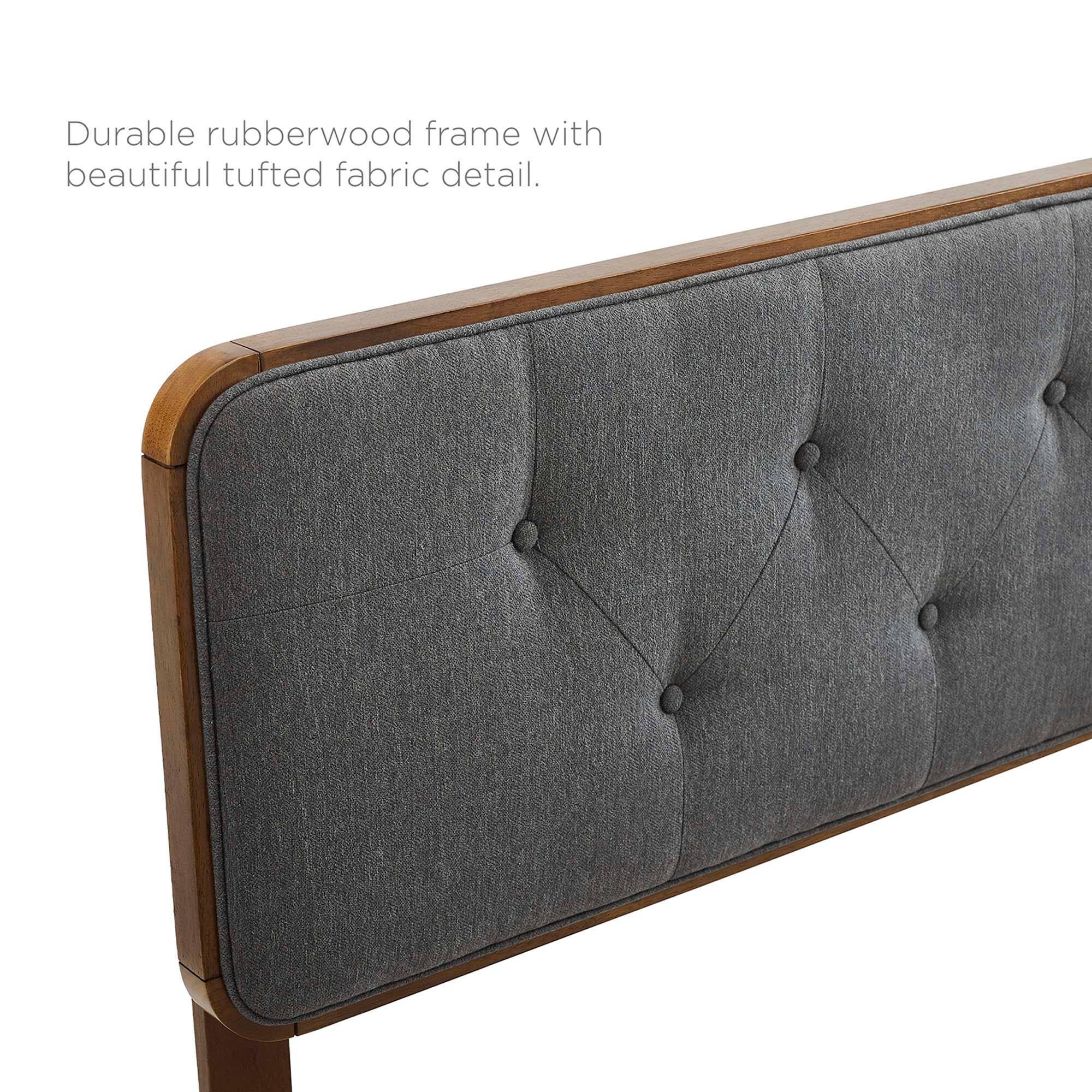 Durable rubberwood frame with beautiful tufted fabric detail.